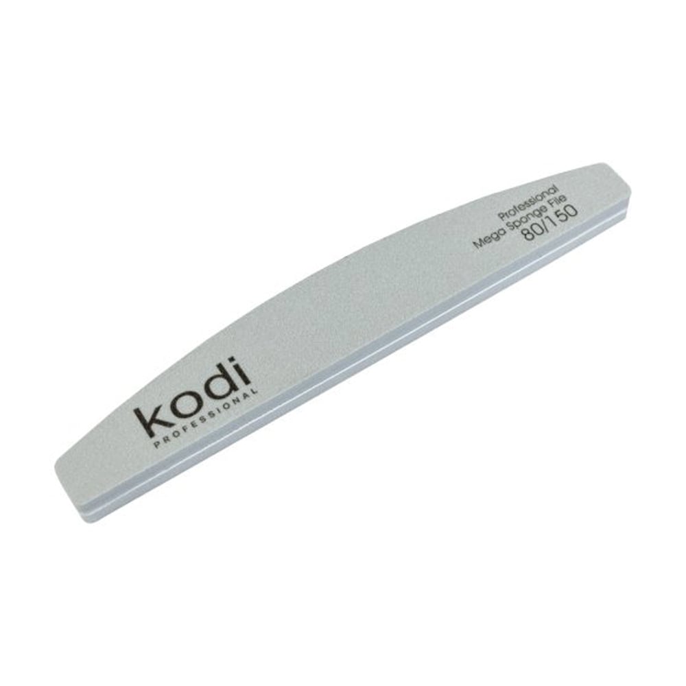 Пилка-баф для нігтів Kodi Professional 156, 80/150 грит, півмісяць, сіра, 178*28 *11.5 мм