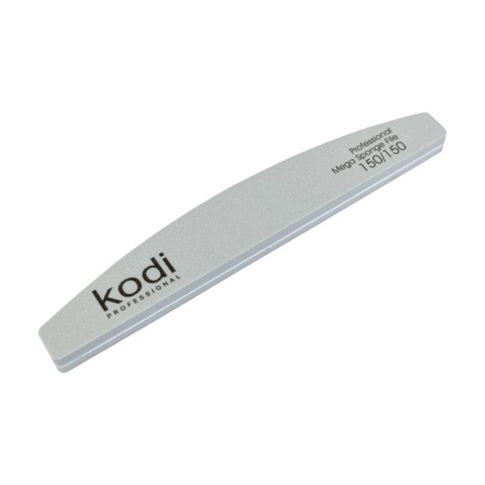 Пилка-баф для нігтів Kodi Professional 158, 150/150 грит, півмісяць, сіра, 178*28 *11.5 мм