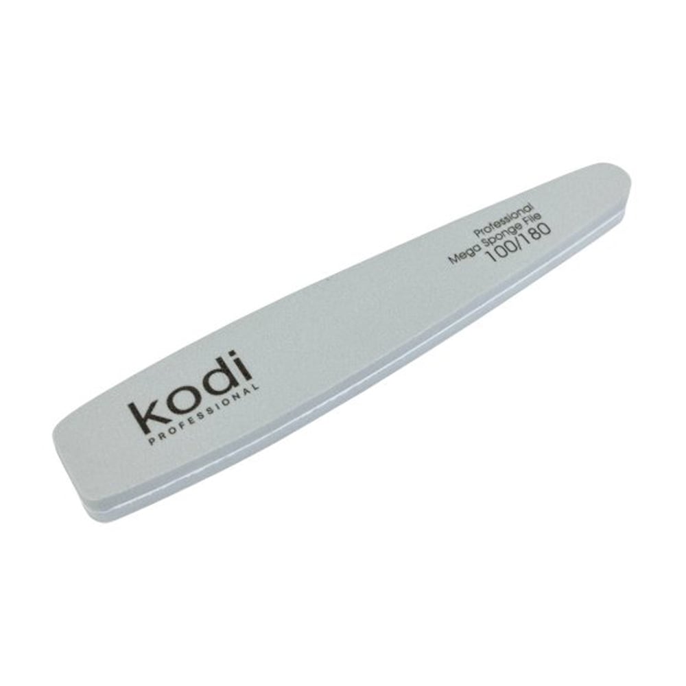 Пилка-баф для нігтів конічної форми Kodi Professional 165, 100/180 грит, сіра, 178*32 *11.5 мм