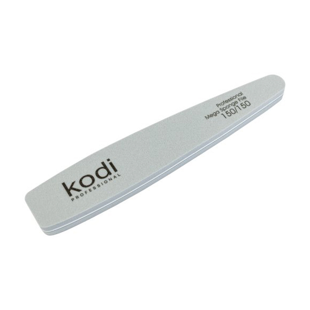 Пилка-баф для нігтів конічної форми Kodi Professional 168, 150/150 грит сіра, 178*32 *11.5 мм