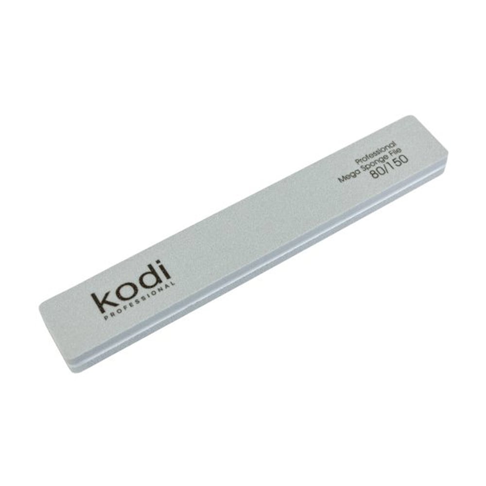 Пилка-баф для нігтів прямокутної форми Kodi Professional 161, 80/150 грит, сіра, 178*28 *11.5 мм