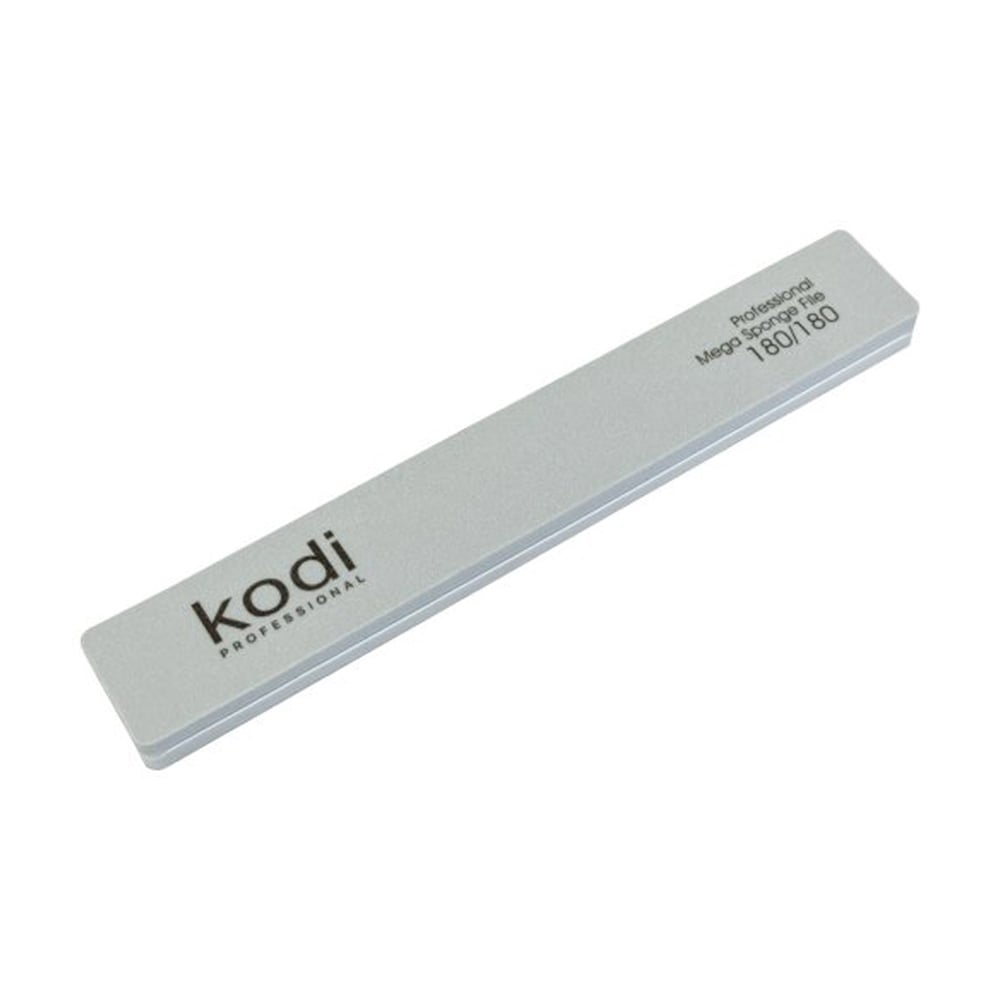 Пилка-баф для нігтів прямокутної форми Kodi Professional 162, 180/180 грит, сіра, 178*28 *11.5 мм