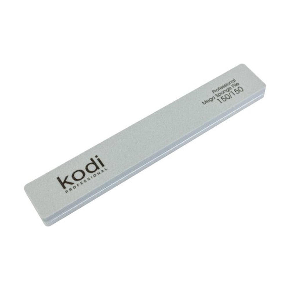 Пилка-баф для нігтів прямокутної форми Kodi Professional 163, 150/150 грит сіра, 178*28 *11.5 мм